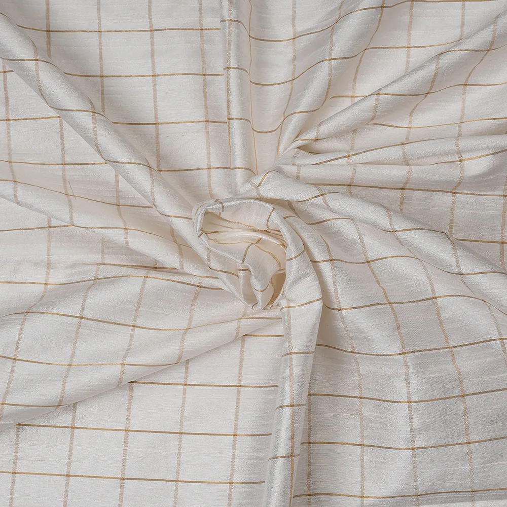 Dupion Jari Checks - Gold