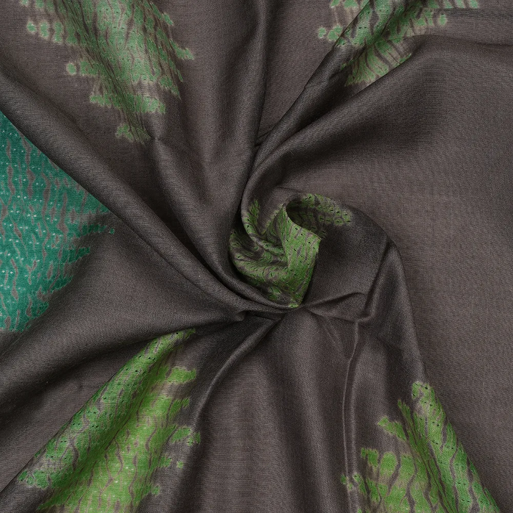 Tussar Munga Plain - Block Print