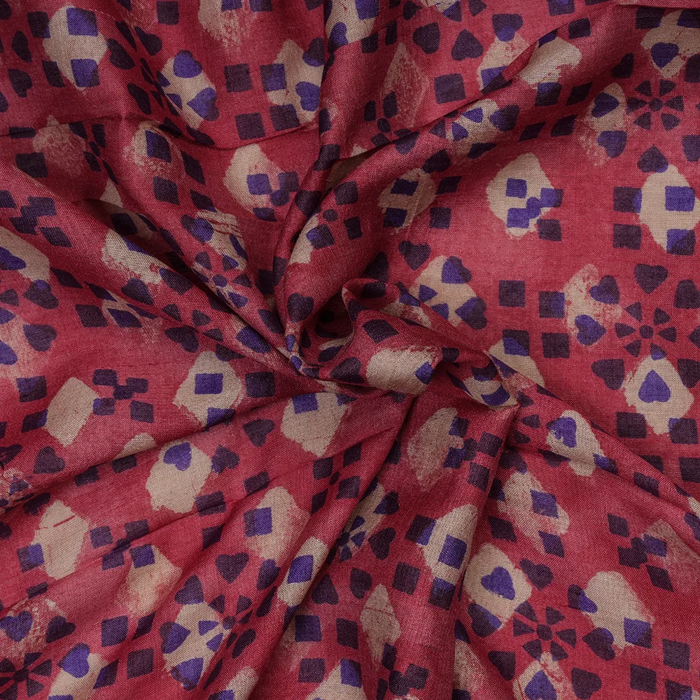 Tussar Munga Plain - Block Print