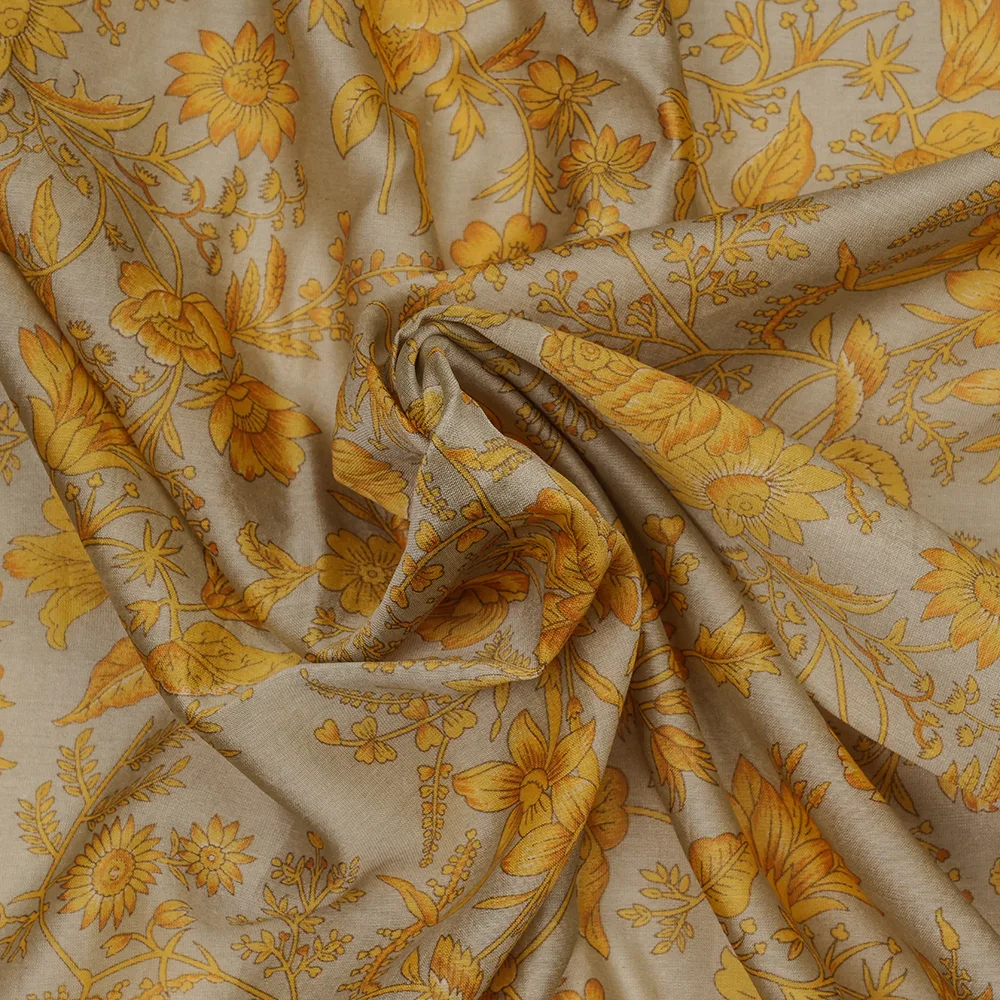 Silk Cotton Chanderi Plain - Printed