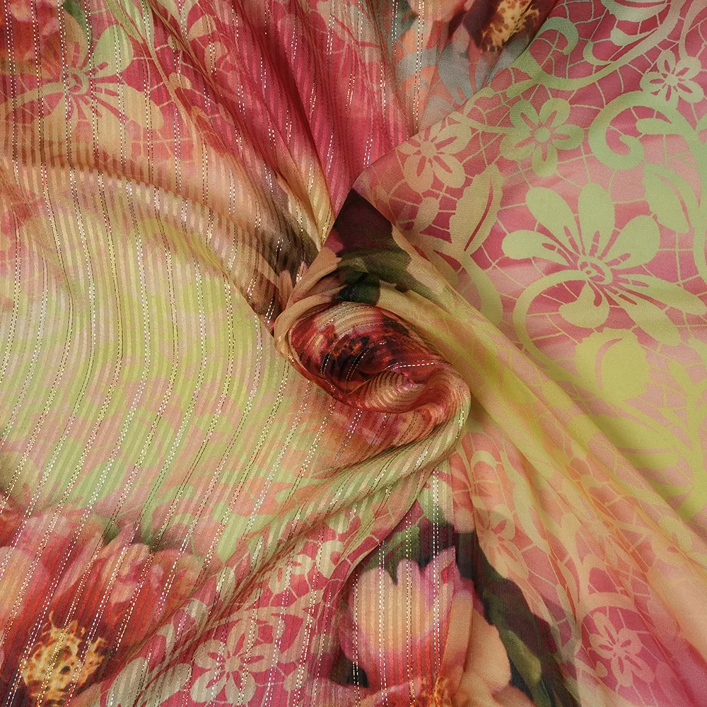 Flat Chiffon Plain 40 Grams - Lurex Border (40411)