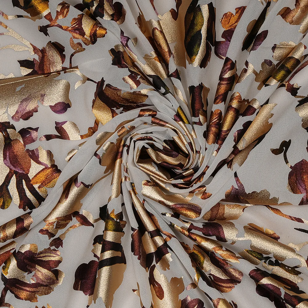 Georgette Plain 60 Grams - Foil Border Print