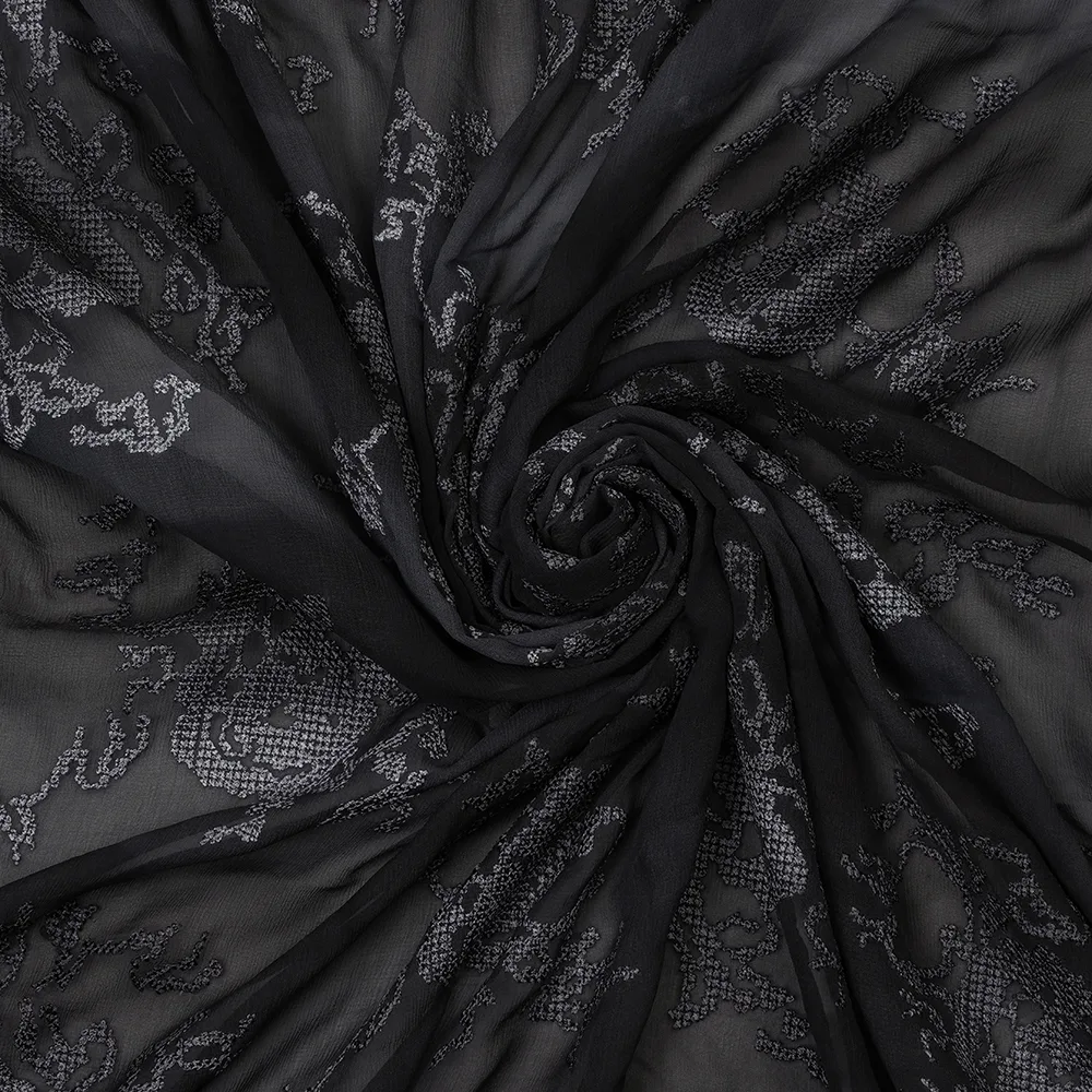 CHIFFON D. EMBR. WITH HAND PAINT