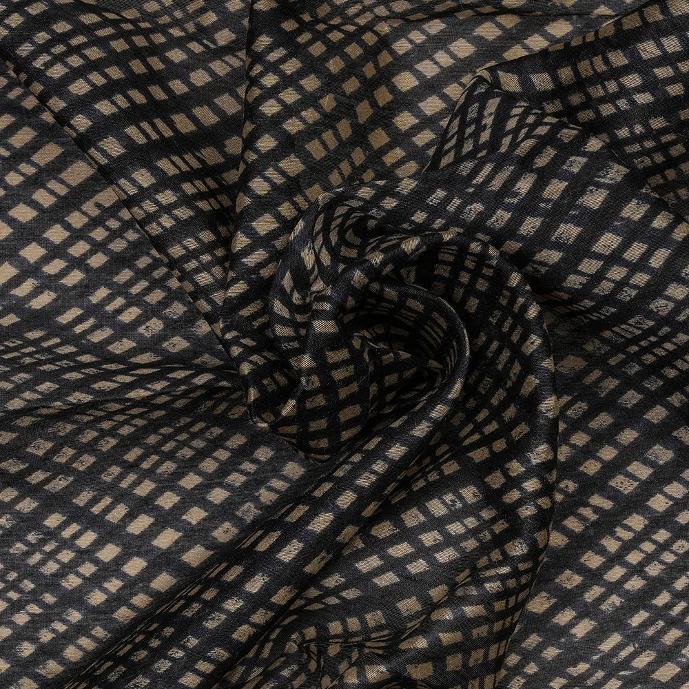 Tussar Munga Plain - Block Print