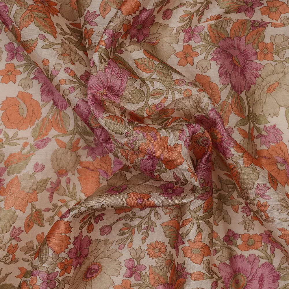 Silk Cotton Chanderi Plain - Printed